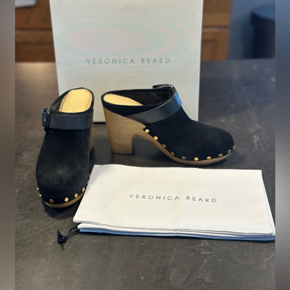 Veronica Beard Suede Dacey Clog - Black - Size 9 - Excellent Condition